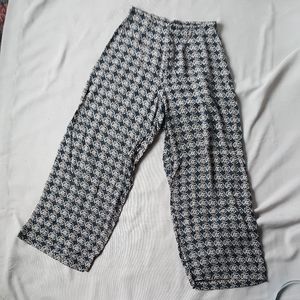 Wide leg patterned rayon pants